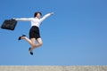 Successful business woman jump Royalty Free Stock Photo