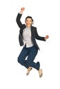 Successful business woman jumping Royalty Free Stock Photo