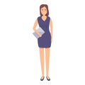 Successful business woman laptop icon, cartoon style Royalty Free Stock Photo