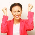 Successful business woman looking very excited Royalty Free Stock Photo