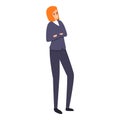 Successful business woman startup icon, cartoon style