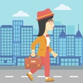 Successful business woman walking with briefcase. Royalty Free Stock Photo