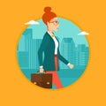 Successful business woman walking with briefcase. Royalty Free Stock Photo