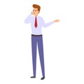 Successful businessman conversation icon, cartoon style