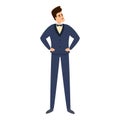 Successful businessman elegant icon, cartoon style