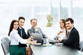 Successful businessman and his business team meeting Royalty Free Stock Photo