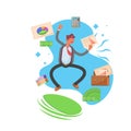 Successful businessman jumping for joy. Modern vector illustration. - Vector