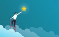 Successful businessman on ladder to reach star vector illustration. Success in Business and career symbol Royalty Free Stock Photo