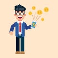 Successful businessman office vector flat illustration character