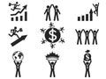 Successful businessman pictogram icons set