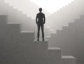 Successful businessman standing on the stairs. successful business concept