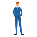 Successful businessman strong icon, cartoon style