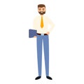 Successful businessman tablet icon, cartoon style Royalty Free Stock Photo