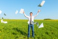 Successful businessman threw papers Royalty Free Stock Photo