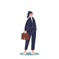 Successful businesswoman in formal suit holding suitcase with documents happy smiling Royalty Free Stock Photo