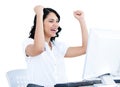 Successful businesswoman punching the air Royalty Free Stock Photo