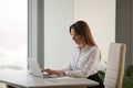 Successful businesswoman working at laptop in business office Royalty Free Stock Photo