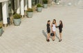 Successful businesswomen in the city, before meeting Royalty Free Stock Photo