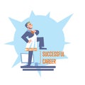 Successful career banner with businessman