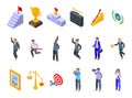 Successful career icons set, isometric style Royalty Free Stock Photo