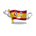 Successful character spain flag is stored cartoon drawer