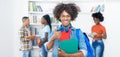 Successful cheering afro american male college student