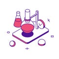 Successful chemistry laboratory science researching experimentation flask 3d icon isometric vector