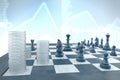 Successful chess tactics to achieve business target on a blue in
