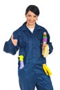 Successful cleaning worker woman