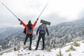 Female and male climber winter adventures Royalty Free Stock Photo