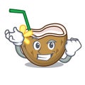 Successful cocktail coconut character cartoon Royalty Free Stock Photo