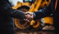 Successful Collaboration. Businessman and Developer Shake Hands on Construction Site