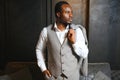 Successful confident black business man in a classic suit Royalty Free Stock Photo