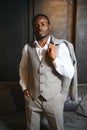 Successful confident black business man in a classic suit Royalty Free Stock Photo