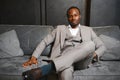 Successful confident black business man in a classic suit Royalty Free Stock Photo