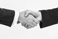 Successful deal handshake white background. Shaking hands at meeting. Friendly handshake gesture. Handshake after Royalty Free Stock Photo