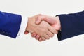 Successful deal handshake white background. Shaking hands at meeting. Friendly handshake gesture. Handshake after Royalty Free Stock Photo