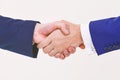 Successful deal handshake white background. Shaking hands at meeting. Friendly handshake gesture. Handshake after Royalty Free Stock Photo