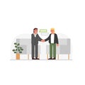 Successful deal, productive negotiations. Vector characters shaking hands Royalty Free Stock Photo