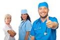 Successful doctor team give thumbs Royalty Free Stock Photo