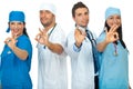 Successful doctors team showing okay sign