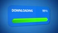 Almost successful download process, software update, dialog box with status bar