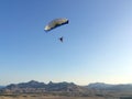 Successful. Emotions people prefer air sport. Flight school of paragliding. Beautiful view. Adrenaline. Royalty Free Stock Photo