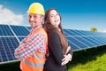 Successful engineer and businesswoman at ecological power station