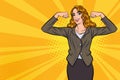 Successful female business woman strong action