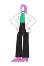 Successful female entrepreneur flat line color vector character