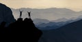 Summit of successful female mountaineers Royalty Free Stock Photo