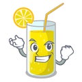 Successful glass fresh lemon juice on mascot Royalty Free Stock Photo