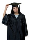 Successful graduate computer science student from India with academic dress
