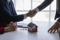 Successful handshake and agreement Real estate agent and client celebrating contracts completed Royalty Free Stock Photo